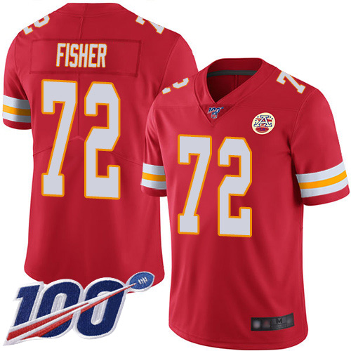 Youth Kansas City Chiefs #72 Fisher Eric Red Team Color Vapor Untouchable Limited Player 100th Season Football Nike NFL Jersey